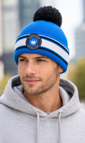 Knitted beanie with logo embroidery & Pom