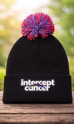 Knitted Beanie with embroidery & Pom