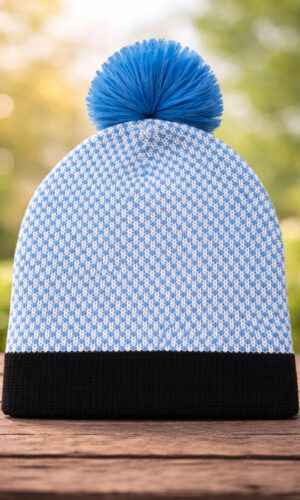 Knitted Jacquard Beanie with Pom